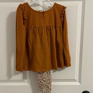 Carter's Orange Long Sleeve Top with Floral Detail
